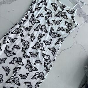 Brandy Melville White Top with Black Butterfly Design